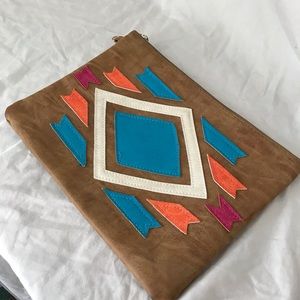 Faux Leather Clutch Pouch Purse Geo Print